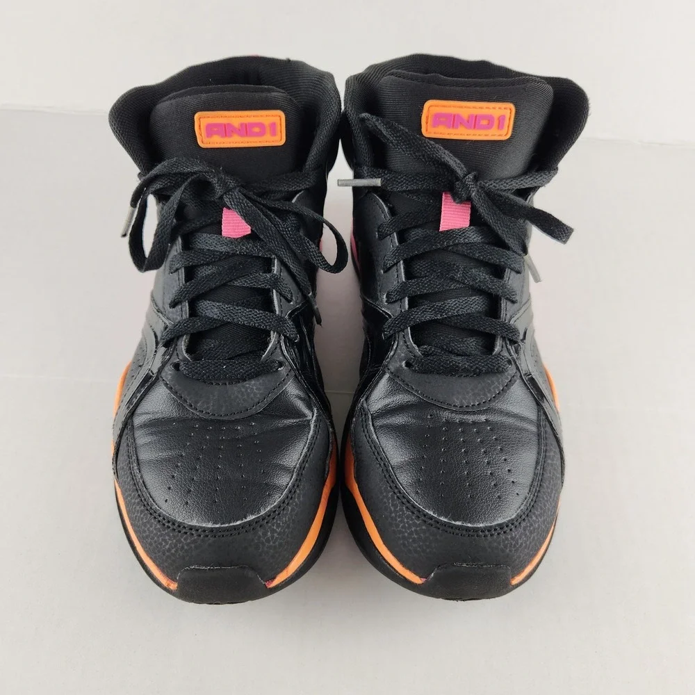 AND1 Womens Basketball Shoes Black Pink‎ Orange High Top Sz 9 WMA144GX004